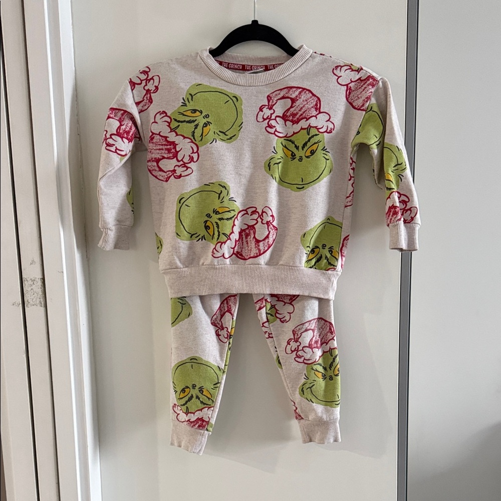 Kids Grinch Pajama Set - Red and Green